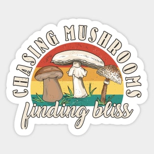 Retro Mushroom Hunter Foraging Mushrooms Sticker